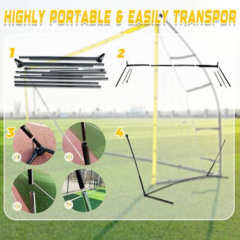 PreGymnastic Soccer Goals 12X6 FT Portable Soccer Nets-Youth &Adult Folding Soccer Goal for Games and Practice Indoor and Outdoor in Saudi Arabia