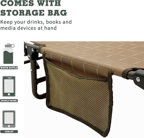 SunnyFeel Portable Folding Camping Cot High Off Ground, Outdoor Sleeping Cots for Adults Heavy Duty, Easy Set up and with Compact Folding Size, Support 300 LBS for Travel Camp Vacation Home Office Nap in Saudi Arabia
