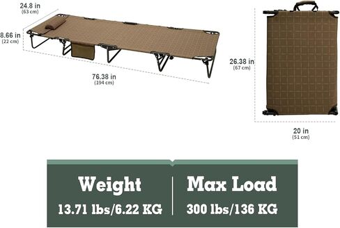 SunnyFeel Portable Folding Camping Cot High Off Ground, Outdoor Sleeping Cots for Adults Heavy Duty, Easy Set up and with Compact Folding Size, Support 300 LBS for Travel Camp Vacation Home Office Nap in Saudi Arabia