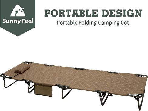 SunnyFeel Portable Folding Camping Cot High Off Ground, Outdoor Sleeping Cots for Adults Heavy Duty, Easy Set up and with Compact Folding Size, Support 300 LBS for Travel Camp Vacation Home Office Nap in Saudi Arabia