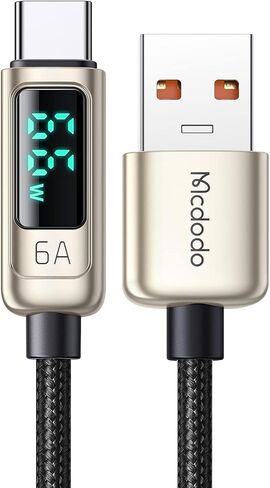 mcdodo USB C to USB C Cable 4ft Type C Charger Fast Charging Cable 100W with LED Display C Type Fast Charging Cable Nylon Braided USB-C Cord in Saudi Arabia
