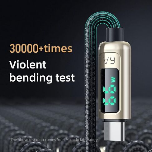 mcdodo USB C to USB C Cable 4ft Type C Charger Fast Charging Cable 100W with LED Display C Type Fast Charging Cable Nylon Braided USB-C Cord in Saudi Arabia