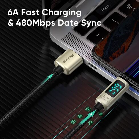mcdodo USB C to USB C Cable 4ft Type C Charger Fast Charging Cable 100W with LED Display C Type Fast Charging Cable Nylon Braided USB-C Cord in Saudi Arabia