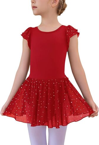 Haloumoning Girls Ballet Dance Leotards Outfits Ballerina Dress with Skirt 4-14 Years in Saudi Arabia