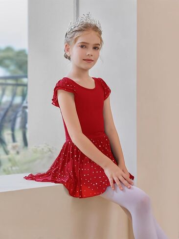 Haloumoning Girls Ballet Dance Leotards Outfits Ballerina Dress with Skirt 4-14 Years in Saudi Arabia