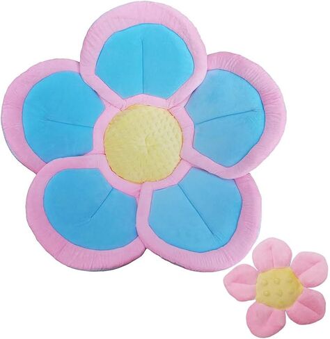 Baby Bath Flower Soft Cushion Non-Slip Safety Sink Insert Tub Creative Play-mat 0-12 Months, Includes Mini Bath Flower Scrubby BPA Free (Baby Blue Seafoam) in Saudi Arabia