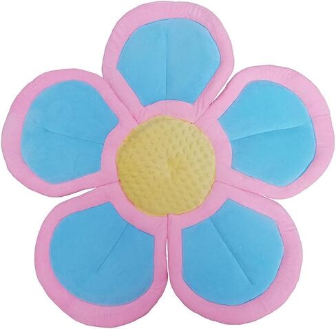 Baby Bath Flower Soft Cushion Non-Slip Safety Sink Insert Tub Creative Play-mat 0-12 Months, Includes Mini Bath Flower Scrubby BPA Free (Baby Blue Seafoam) in Saudi Arabia