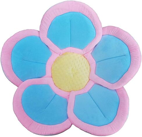 Baby Bath Flower Soft Cushion Non-Slip Safety Sink Insert Tub Creative Play-mat 0-12 Months, Includes Mini Bath Flower Scrubby BPA Free (Baby Blue Seafoam) in Saudi Arabia