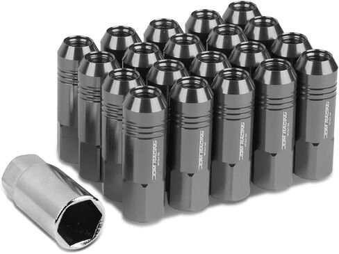 DNA MOTORING LN-ZTL-9022-125-BK 20Pcs M12 x 1.25 Aluminum Alloy Open End Wheel Lug Nuts w/Deep Drive Extension, 20mm OD/60mm H, Black in Saudi Arabia