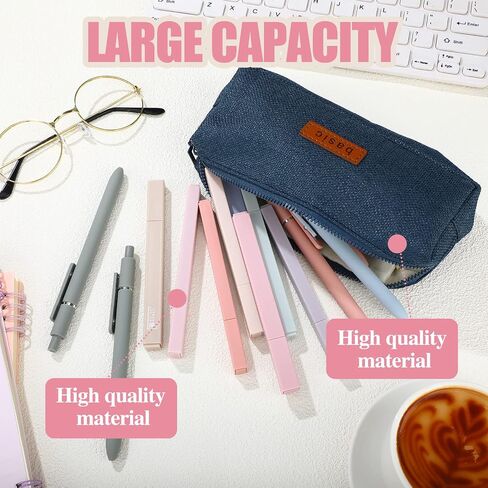 Kisston 24 Pack Aesthetic School Supplies Include Small Pencil Case 12 Pcs Cute Highlighters 5 Pcs Quick Dry Black Ink Gel Pens 6 Pcs Clear Transparent Sticky Notes for Students (Beige) in Saudi Arabia