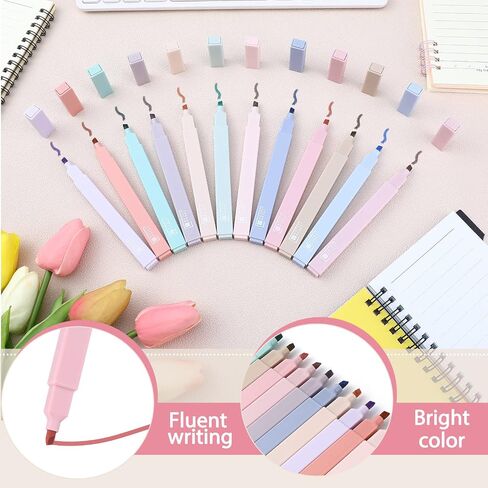 Kisston 24 Pack Aesthetic School Supplies Include Small Pencil Case 12 Pcs Cute Highlighters 5 Pcs Quick Dry Black Ink Gel Pens 6 Pcs Clear Transparent Sticky Notes for Students (Beige) in Saudi Arabia
