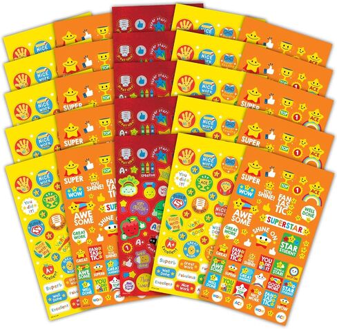 1000+ Pieces Rewards Stickers for Students, Teacher Encouraging Stickers School Classroom Supplies, Incentive Words Cute Animal Motivational Sticker, Potty Training Sticker for Kids, White Cover in Saudi Arabia