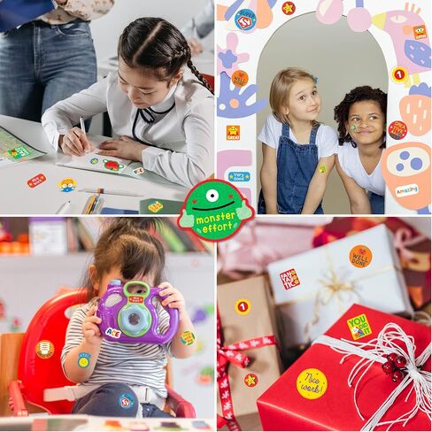 1000+ Pieces Rewards Stickers for Students, Teacher Encouraging Stickers School Classroom Supplies, Incentive Words Cute Animal Motivational Sticker, Potty Training Sticker for Kids, White Cover in Saudi Arabia