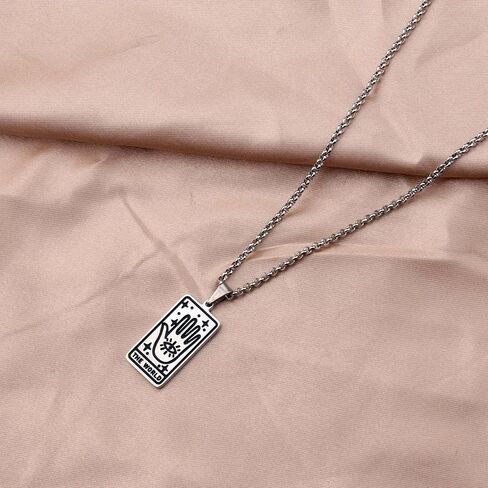 Tarot Card Pendant Necklace Silver Tag Necklace Mystic Jewelry in Saudi Arabia