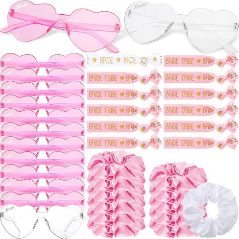 12 Sets Bachelorette Party Decorations Bachelorette Sunglasses Satin Bridesmaid Scrunchies Wristbands for Bridesmaids in Saudi Arabia
