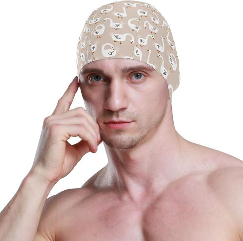 Swimming Cap Unisex Adult Swim Cap Funny Pattern for Men Women Polyester in Saudi Arabia