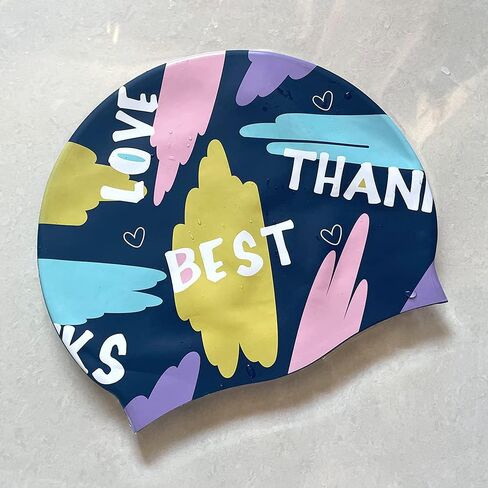 Silicone Swim Cap for Women, Waterproof Long Hair Swimming Caps with Fashion Printed in Saudi Arabia