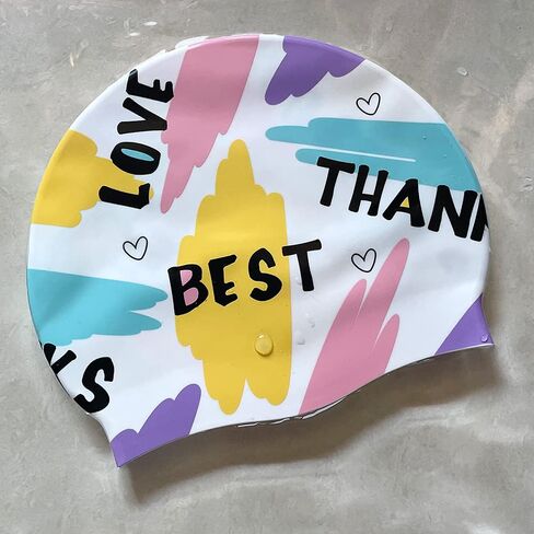 Silicone Swim Cap for Women, Waterproof Long Hair Swimming Caps with Fashion Printed in Saudi Arabia