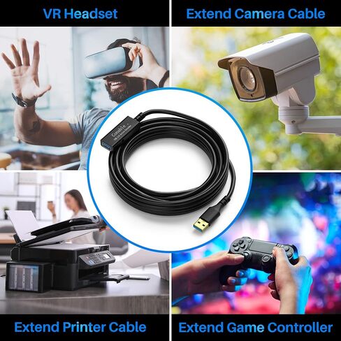 3 Pack USB 3.0 Extension Cable 4 Feet, USB A Male to Female Extender Cord, 5Gbps Data Transfer for Webcam, Printer, Keyboard, Mouse, Flash Drive, Hard Drive, Controller, Black Cable with 5 Cable Ties in Saudi Arabia