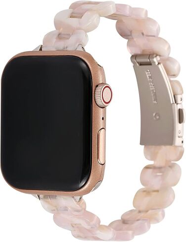 Slim Resin Compatible for Apple watch band 38mm 40mm 41mm 42mm 44mm 45mm,Dressy Fashion Lightweight Strap Replacement with metal buckle for iWatch SE Series7 6 5 4 3 2 1 in Saudi Arabia
