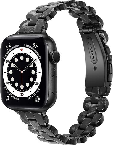 Slim Resin Compatible for Apple watch band 38mm 40mm 41mm 42mm 44mm 45mm,Dressy Fashion Lightweight Strap Replacement with metal buckle for iWatch SE Series7 6 5 4 3 2 1 in Saudi Arabia