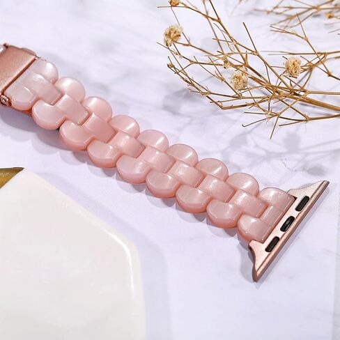 Slim Resin Compatible for Apple watch band 38mm 40mm 41mm 42mm 44mm 45mm,Dressy Fashion Lightweight Strap Replacement with metal buckle for iWatch SE Series7 6 5 4 3 2 1 in Saudi Arabia
