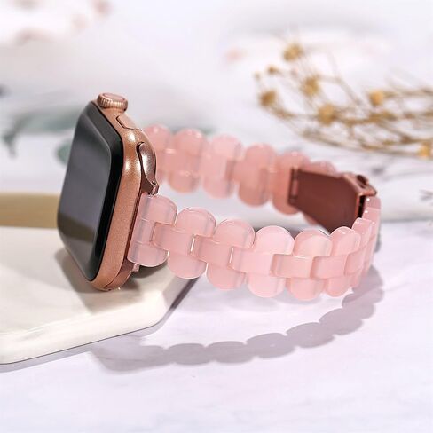 Slim Resin Compatible for Apple watch band 38mm 40mm 41mm 42mm 44mm 45mm,Dressy Fashion Lightweight Strap Replacement with metal buckle for iWatch SE Series7 6 5 4 3 2 1 in Saudi Arabia