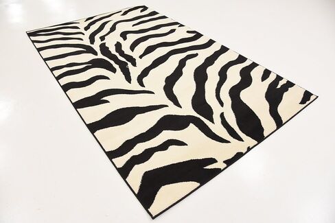 Unique Loom Wildlife Collection Animal Inspired with Zebra Design Area Rug, 3 ft 3 in x 5 ft 3 in, Ivory/Black in Kuwait