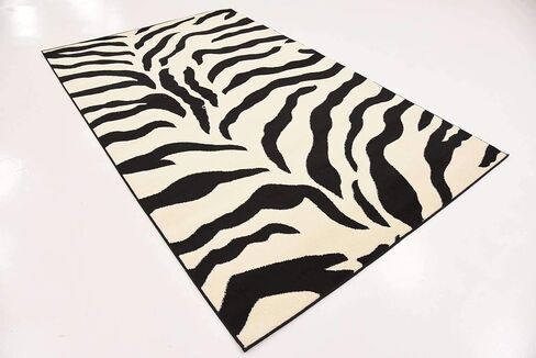 Unique Loom Wildlife Collection Animal Inspired with Zebra Design Area Rug, 3 ft 3 in x 5 ft 3 in, Ivory/Black in Kuwait