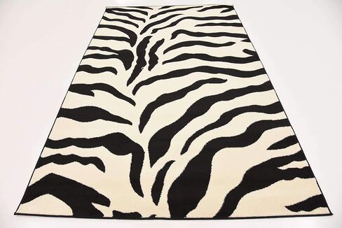 Unique Loom Wildlife Collection Animal Inspired with Zebra Design Area Rug, 3 ft 3 in x 5 ft 3 in, Ivory/Black in Kuwait