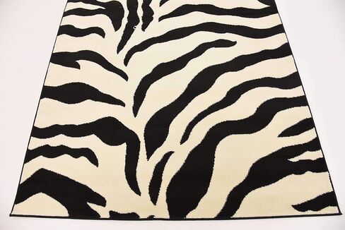 Unique Loom Wildlife Collection Animal Inspired with Zebra Design Area Rug, 3 ft 3 in x 5 ft 3 in, Ivory/Black in Kuwait