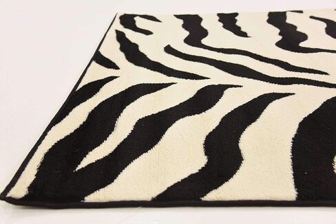 Unique Loom Wildlife Collection Animal Inspired with Zebra Design Area Rug, 3 ft 3 in x 5 ft 3 in, Ivory/Black in Kuwait
