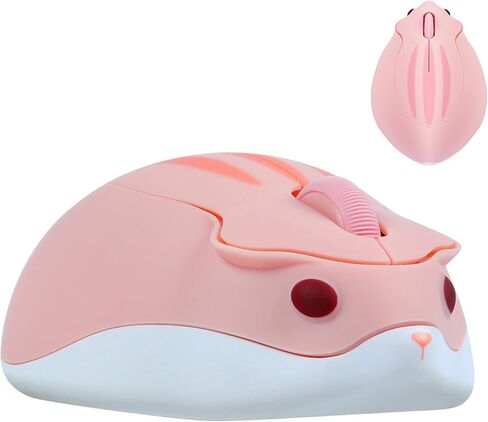 Cute Hamster Bluetooth Wireless Mouse【No USB Receiver】 Cartoon Animal Wireless Silent Mouse 1200DPI Portable Travel Optical Cordless Bluetooth Mouse for PC Computer Laptop Gift (Pink) in Saudi Arabia