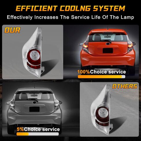 مجموعة مصابيح الذيل لسيارة Toyota Prius C 2012 2013 2014 غطاء عدسة الضوء الخلفي بدون مصابيح، فرامل الجانب الخلفي مصباح الذيل الخارجي، OE# 81561-52880، 8155152A94 8155152A95 (جانب السائق الأيسر) in Kuwait