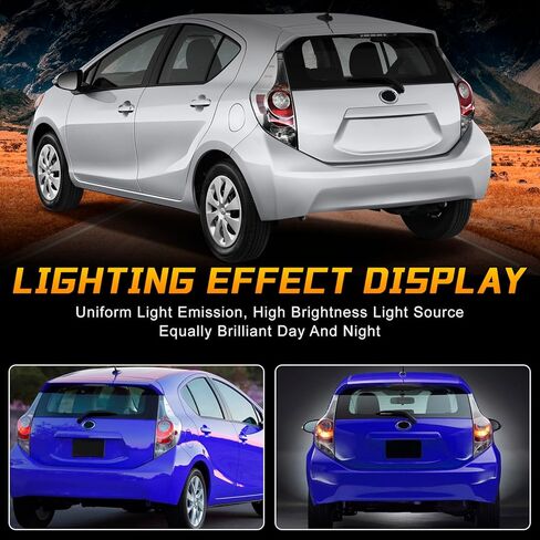 مجموعة مصابيح الذيل لسيارة Toyota Prius C 2012 2013 2014 غطاء عدسة الضوء الخلفي بدون مصابيح، فرامل الجانب الخلفي مصباح الذيل الخارجي، OE# 81561-52880، 8155152A94 8155152A95 (جانب السائق الأيسر) in Kuwait