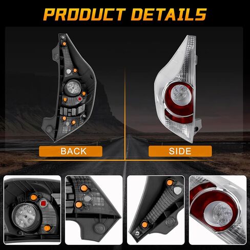 مجموعة مصابيح الذيل لسيارة Toyota Prius C 2012 2013 2014 غطاء عدسة الضوء الخلفي بدون مصابيح، فرامل الجانب الخلفي مصباح الذيل الخارجي، OE# 81561-52880، 8155152A94 8155152A95 (جانب السائق الأيسر) in Kuwait