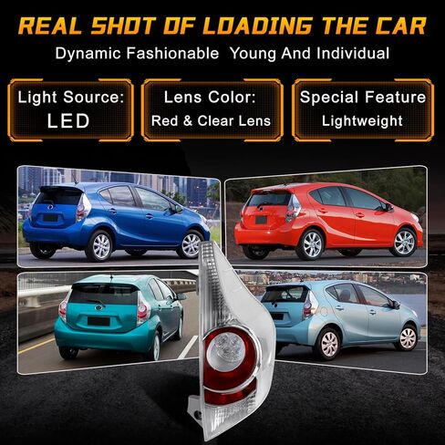 مجموعة مصابيح الذيل لسيارة Toyota Prius C 2012 2013 2014 غطاء عدسة الضوء الخلفي بدون مصابيح، فرامل الجانب الخلفي مصباح الذيل الخارجي، OE# 81561-52880، 8155152A94 8155152A95 (جانب السائق الأيسر) in Kuwait