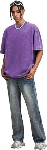 Oversized Cotton T-shirt for Men Women Pack Vintage Tee Casual Summer Short Sleeve Loose Basic Tops in Saudi Arabia