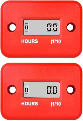 2 Pieces Runleader Digital LCD Waterproof Hour Meter for Small Engines,Track Oil Change Intervals,Generators,Lawn Mowers,Outboards,ATVs,Snow Blowers,Boats,Cross Country Skis(Black and Red 2pcs) in Kuwait
