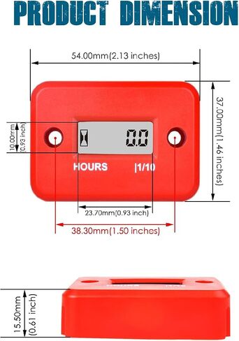 2 Pieces Runleader Digital LCD Waterproof Hour Meter for Small Engines,Track Oil Change Intervals,Generators,Lawn Mowers,Outboards,ATVs,Snow Blowers,Boats,Cross Country Skis(Black and Red 2pcs) in Kuwait