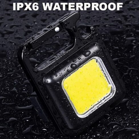 Mini COB Keychain Light, Rechargeable Small LED Flashlight, 800 Lumen, Portable 4 Light Modes Pocket with Folding Bracket Bottle Opener & Magnet Base, Emergency Camping Fishing Walking Work in Saudi Arabia