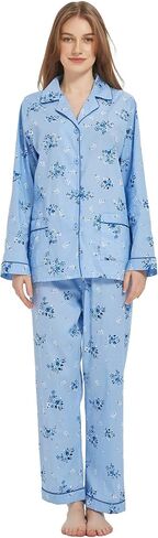 100% Cotton Pajamas For Women Long-Sleeve PJS set Cozy Button Down Sleepwear Boyfriend Loungewear S-3XL in Saudi Arabia