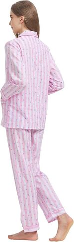 100% Cotton Pajamas For Women Long-Sleeve PJS set Cozy Button Down Sleepwear Boyfriend Loungewear S-3XL in Saudi Arabia
