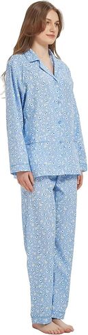 بيجامة قطن 100% للنساء بأكمام طويلة طقم PJS مريح بأزرار للأسفل ملابس نوم لصديقك ملابس تنحيف S-3XL in Kuwait