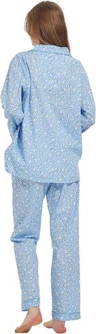 بيجامة قطن 100% للنساء بأكمام طويلة طقم PJS مريح بأزرار للأسفل ملابس نوم لصديقك ملابس تنحيف S-3XL in Kuwait