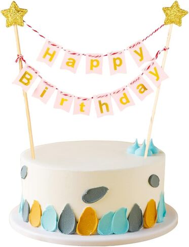 1st Boy Birthday Cake Topper Set Glitter Happy Birthday Cake Banner Flag First Birthday Cake Topper with Hot Air Balloon Clouds Stars for Baby Shower Boy s Birthday Party Supplies - Blue in Saudi Arabia