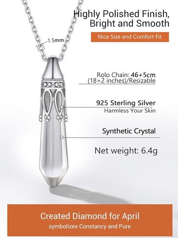 PROSILVER Dainty 925 Sterling Silver Birthstone Necklace for Women, Jan-Dec Month, Hexagonal Crystal Pendant Necklace, Come Gift Box in Saudi Arabia