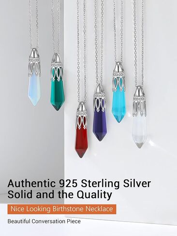PROSILVER Dainty 925 Sterling Silver Birthstone Necklace for Women, Jan-Dec Month, Hexagonal Crystal Pendant Necklace, Come Gift Box in Saudi Arabia