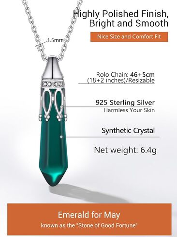 PROSILVER Dainty 925 Sterling Silver Birthstone Necklace for Women, Jan-Dec Month, Hexagonal Crystal Pendant Necklace, Come Gift Box in Saudi Arabia