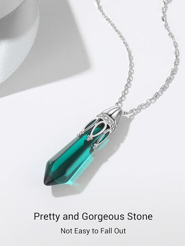 PROSILVER Dainty 925 Sterling Silver Birthstone Necklace for Women, Jan-Dec Month, Hexagonal Crystal Pendant Necklace, Come Gift Box in Saudi Arabia